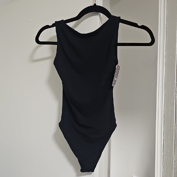 Auden Tops - NWT Auden Luxe Stretch Boatneck Thong Bodysuit Black XS